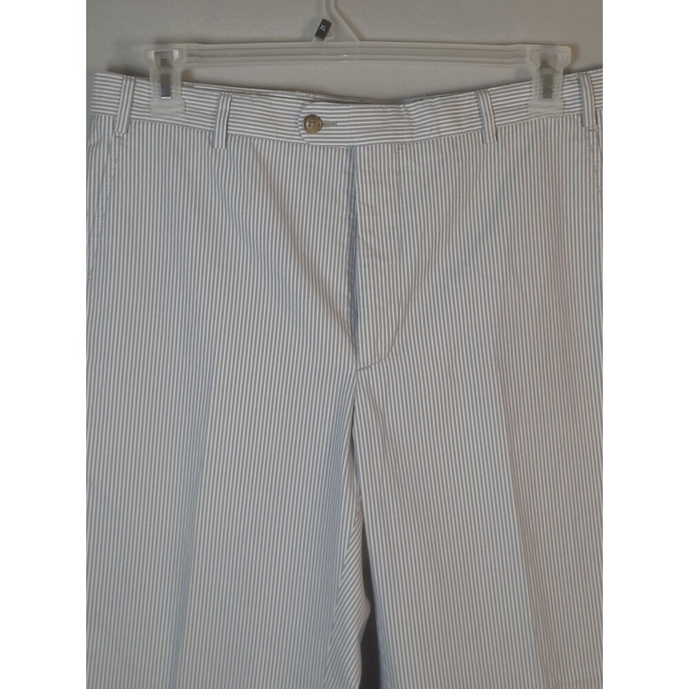 Zanella Seersucker Chino Pants Mens 34x33 Blue White Striped Neiman Marcus